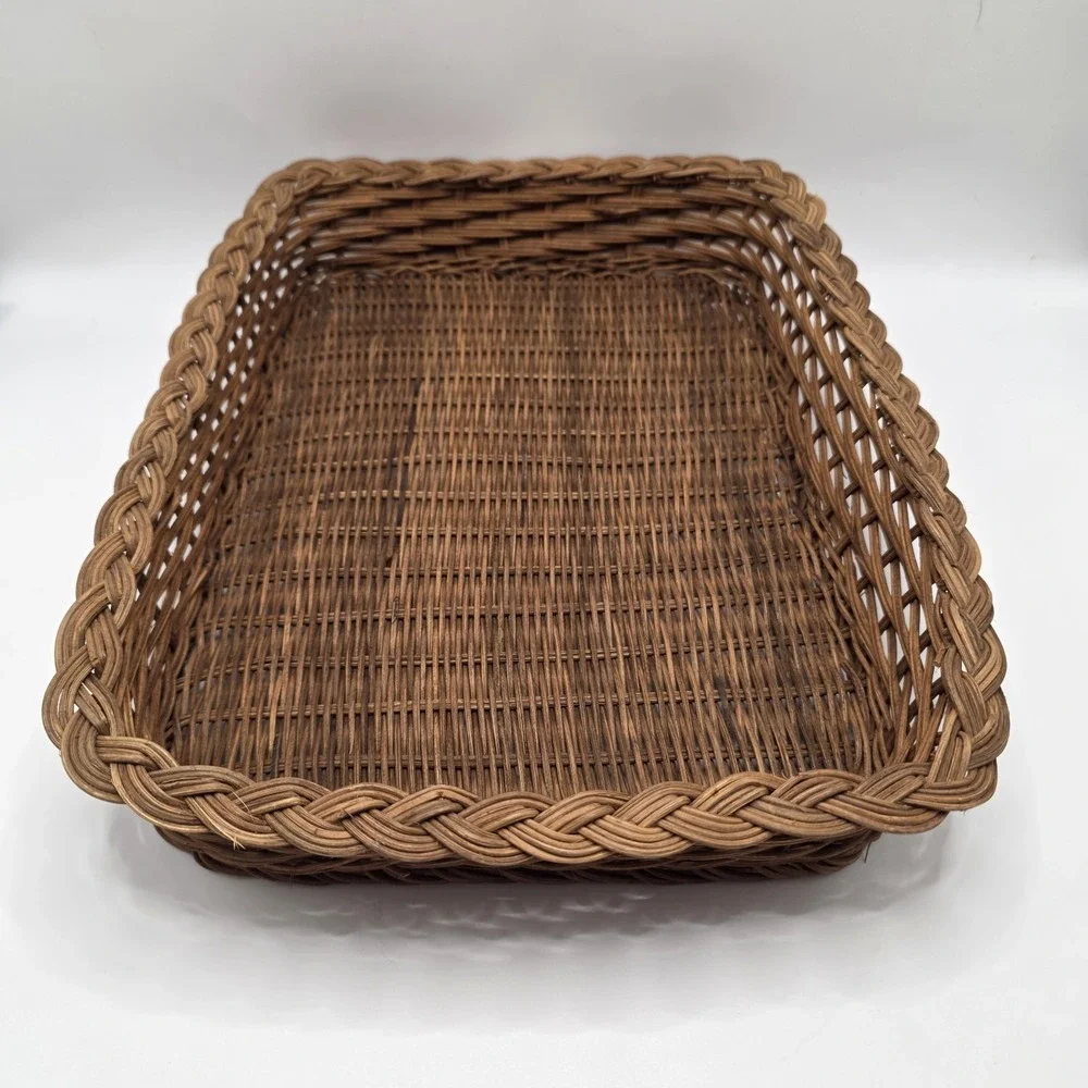 Wicker Coffee Table‎ Basket 15x11 Rectangular Woven Rattan Ottoman Basket Decor